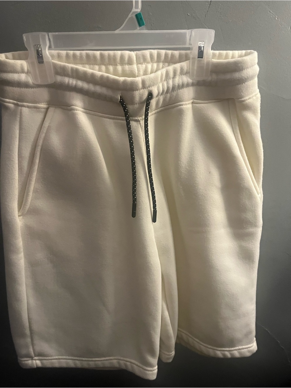 White Casual Fleece Shorts